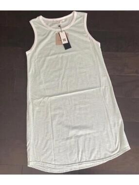 Sugar & Cream Tank T-Shirt Dress Crew Neck Green/White Striped Size M Medium